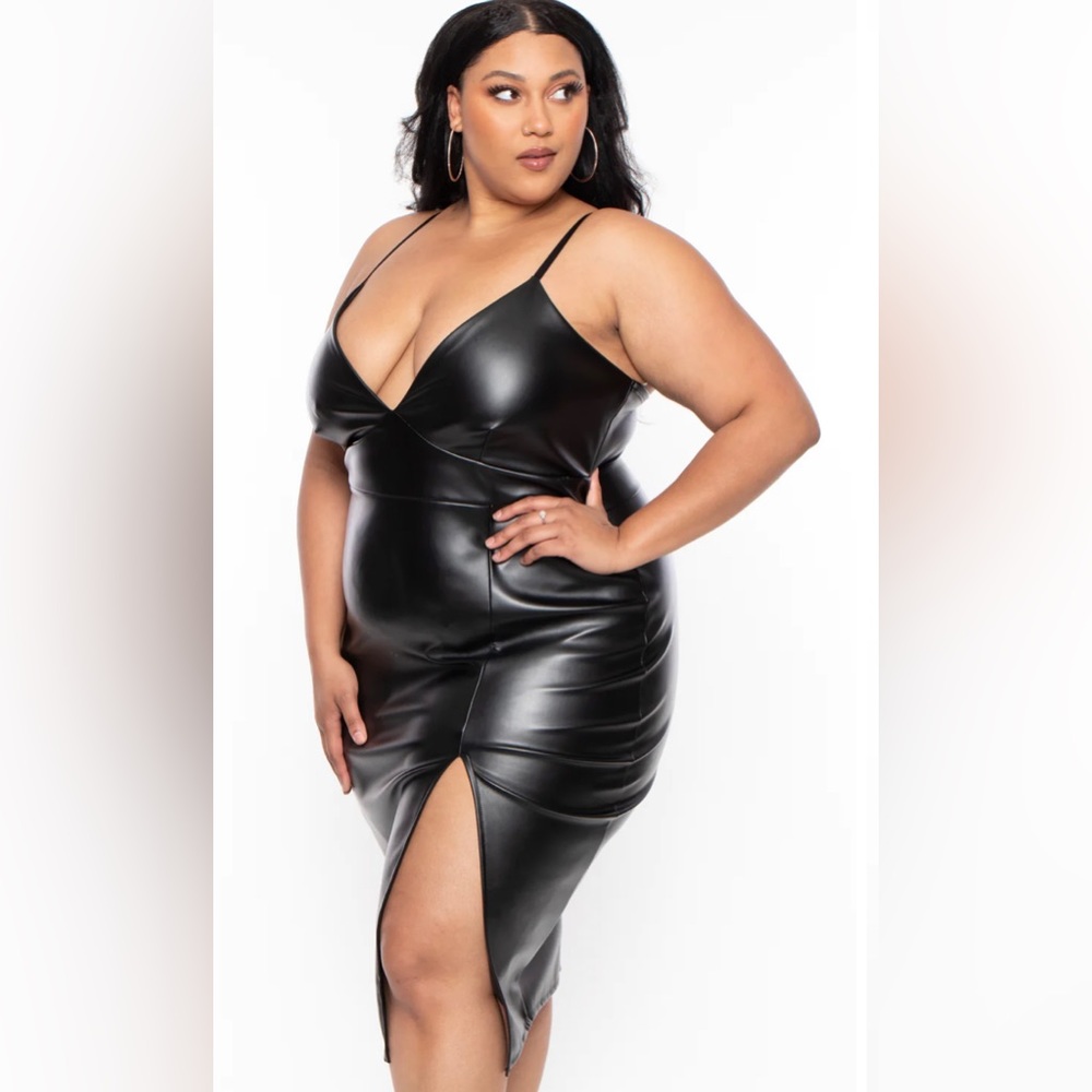 Plus Size Faux Leather Cami Dress